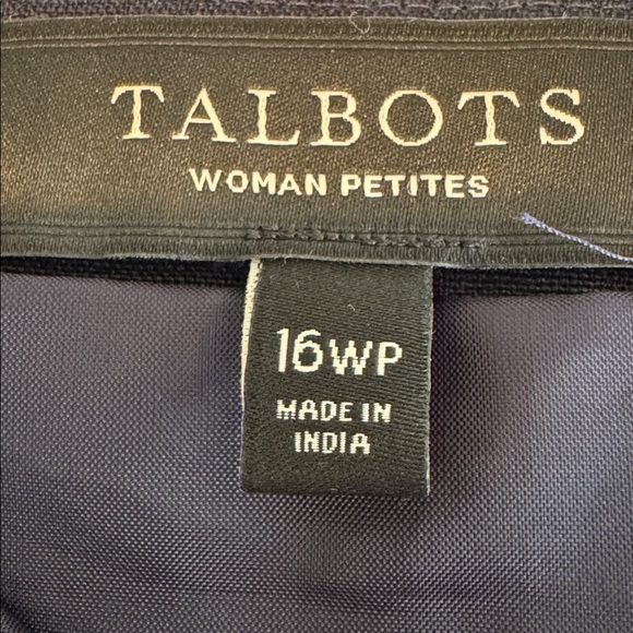 Talbots Navy Linen Embroidered Floral Skirt Scalloped Hem 16WP - Picture 8 of 10